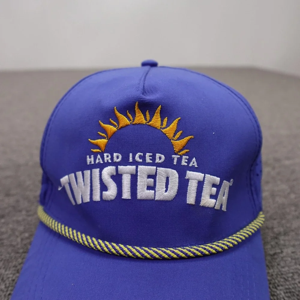 Twisted Tea Hat Cap Snap Back Mens One Size Blue Rope Perforated Baseball Beer